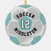 ⚽ Ball in Aquamarin und weiß Keramik Ornament (Vorne)