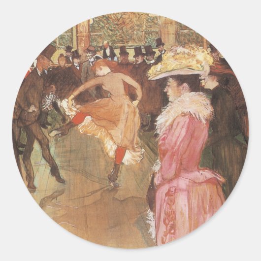 Ball in der Diskothek von Toulouse Lautrec Runder Aufkleber (Vorderseite)