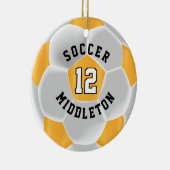 ⚽ Ball in Gold Gelb und Weiß Keramik Ornament (Rechts)