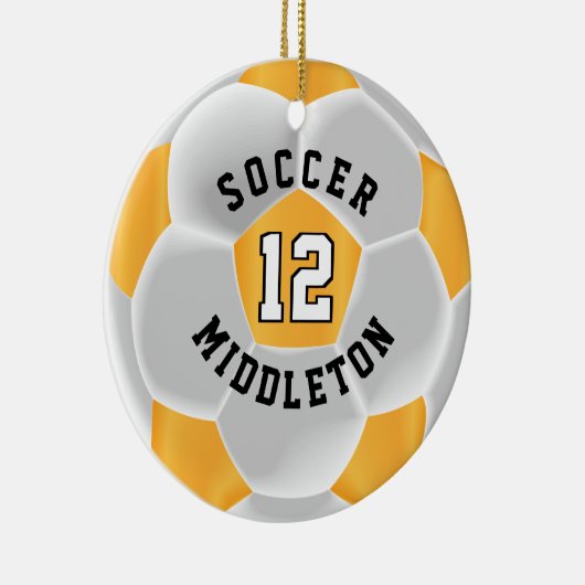 ⚽ Ball in Gold Gelb und Weiß Keramik Ornament (Rechts)