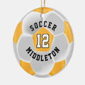 ⚽ Ball in Gold Gelb und Weiß Keramik Ornament (Links)