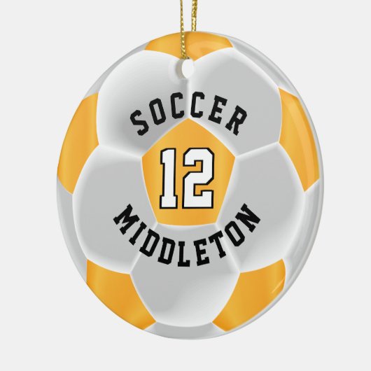 ⚽ Ball in Gold Gelb und Weiß Keramik Ornament (Links)