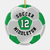 ⚽ Ball in Grün und Weiß Keramik Ornament (Vorne)