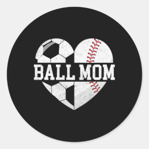 Ball Mama Die Baseball-Fußball-Mama Runder Aufkleber