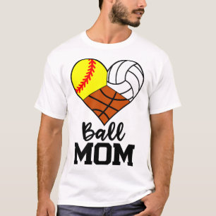 Ball Mama Funny Softball Volleyball Basketball spi T-Shirt