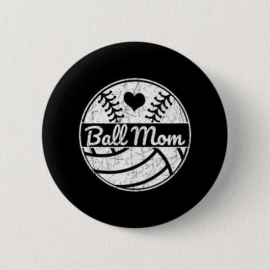 Ball Mama HalbBaseball Softball Halbvolleyball Button (Vorderseite)