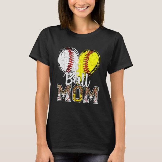 Ball Mama Heart Baseball Softball Mama Women Mothe T-Shirt (Vorderseite)