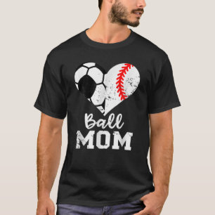 Ball Mama Herz Funny Baseball Fußball Muttertag T-Shirt