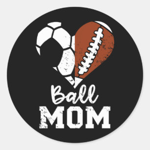 Ball Mama Herz Funny Football Fußball Mama Runder Aufkleber