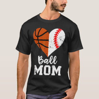 Ball Mama Herz Lustig Baseball Basketball Mama Fam T-Shirt