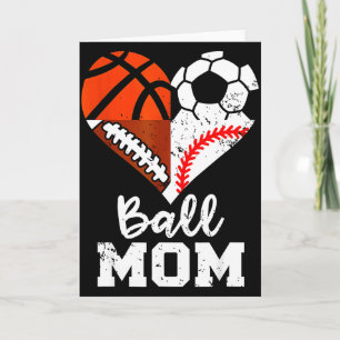 Ball-Mama Herz Lustig Fußball Basketball Baseball  Karte