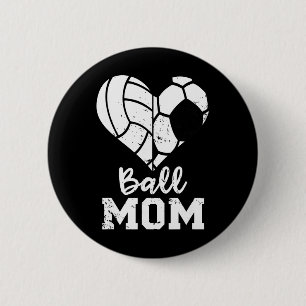 Ball Mama Herz Lustige Fußball-Volleyball-Mama Button