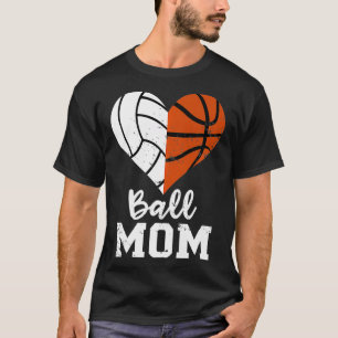 Ball Mama Herz Lustiges Volleyball Basketball Mama T-Shirt