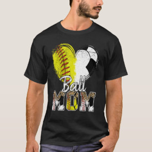 Ball Mama Herz Softball Fußball Sport Frauen Mutte T-Shirt