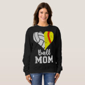 Ball Mama Herz Softball Volleyball Mama Sweatshirt (Vorne ganz)