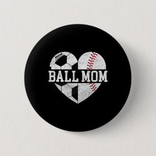 Ball Mama Herzspass Baseball Fußball Mama Button