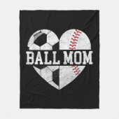 Ball Mama Herzspass Baseball Fußball Mama Fleecedecke (Vorderseite)