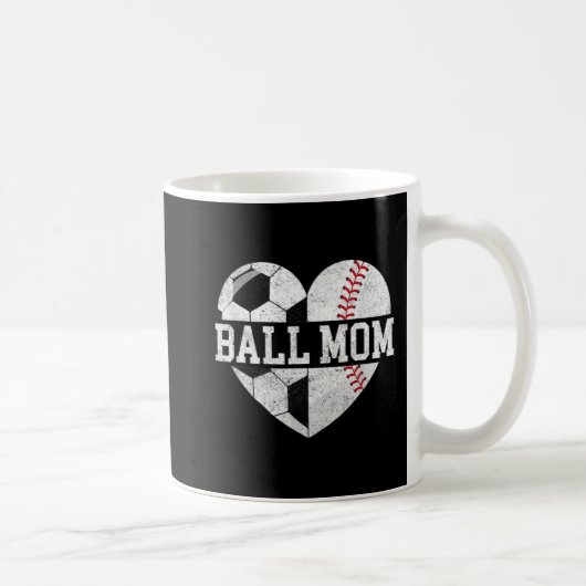Ball Mama Herzspass Baseball Fußball Mama Kaffeetasse (Rechts)