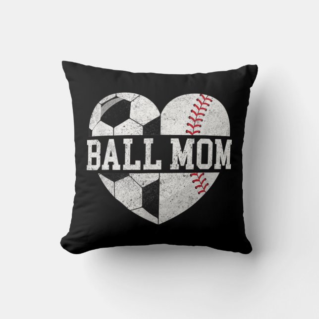 Ball Mama Herzspass Baseball Fußball Mama Kissen (Vorderseite)