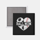 Ball Mama Herzspass Baseball Fußball Mama Magnet (Vorderseite/Rückseite)