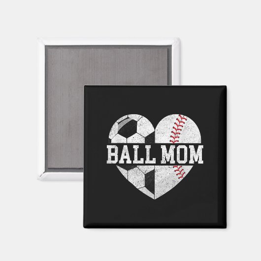 Ball Mama Herzspass Baseball Fußball Mama Magnet (Vorderseite/Rückseite)