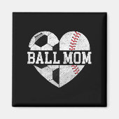 Ball Mama Herzspass Baseball Fußball Mama Magnet (Vorne)