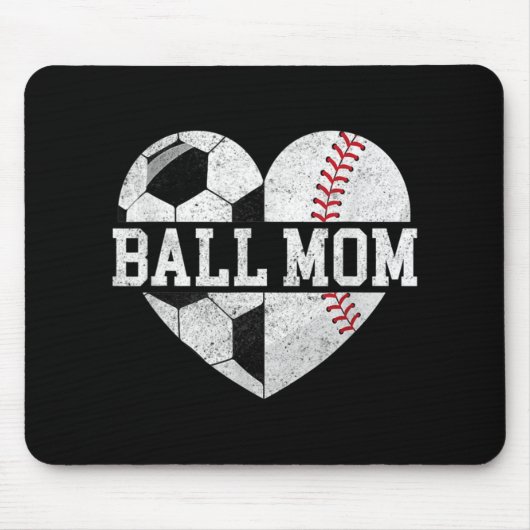 Ball Mama Herzspass Baseball Fußball Mama Mousepad (Vorne)
