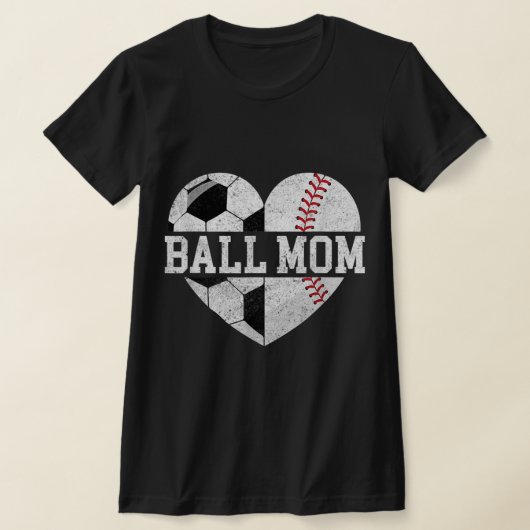 Ball Mama Herzspass Baseball Fußball Mama T-Shirt (Ablage )