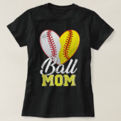 Ball Mama Mama Herz Baseball Softball Mutter T-Shirt (Design vorne)