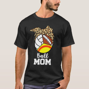 Ball Mama Softball Volleyball Fußball Leopard Mama T-Shirt