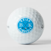 Ball mit Golfer Name & Initialen blauer Monogramm (Vorderseite)