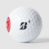 Ball mit Namen und Initialen des Golfers - rotes M (Logo)