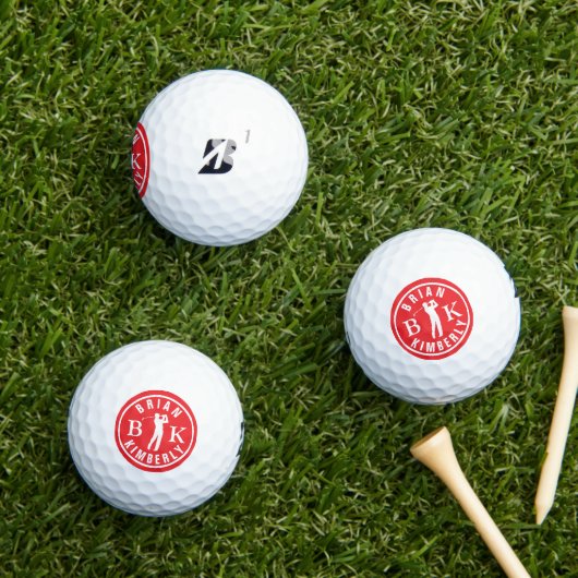 Ball mit Namen und Initialen des Golfers - rotes M (Insitu Gras)