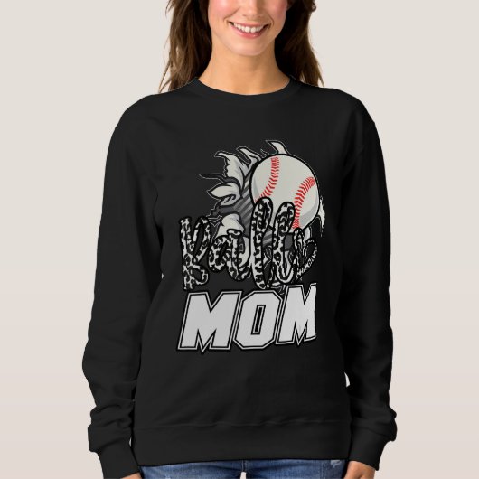 Ball Mom Cheetah Baseball Softball Mama Women Moth Sweatshirt (Vorderseite)