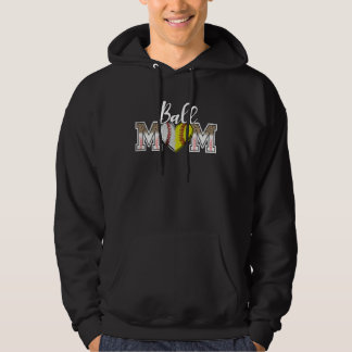 Ball Mom Heart Baseball Softball Mama Women Mother Hoodie