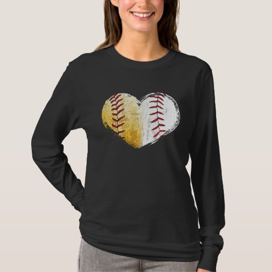 Ball Mom Heart Baseball Softball Mama Women Mother T-Shirt (Vorderseite)