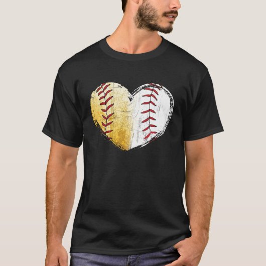 Ball Mom Heart Baseball Softball Mama Women Mother T-Shirt (Vorderseite)