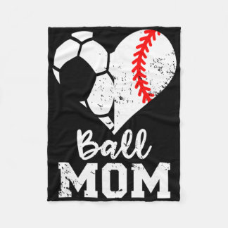 Ball Mom Heart Funny Baseball Soccer Mom  Fleecedecke
