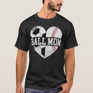 Ball Mom Heart Funny Baseball Soccer Mom retro T-Shirt