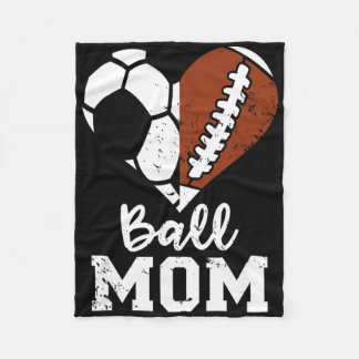 Ball Mom Heart Funny Football Soccer Mom  Fleecedecke