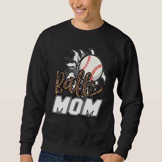 Ball Mom Leopard Baseball Softball Mama Women Moth Sweatshirt (Vorderseite)
