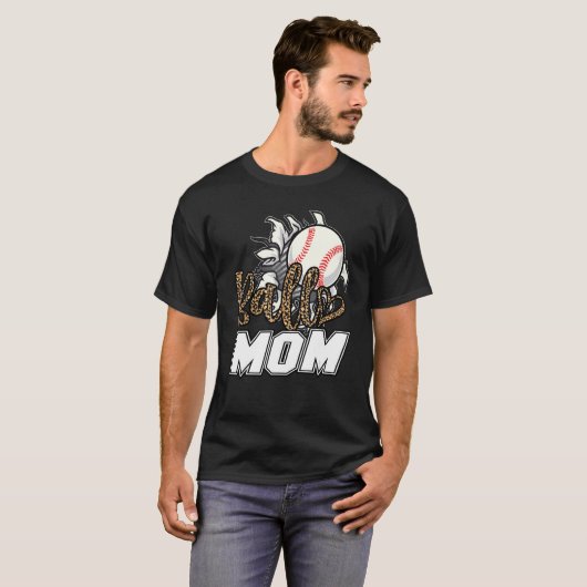 Ball Mom Leopard Baseball Softball Mama Women Moth T-Shirt (Vorne ganz)