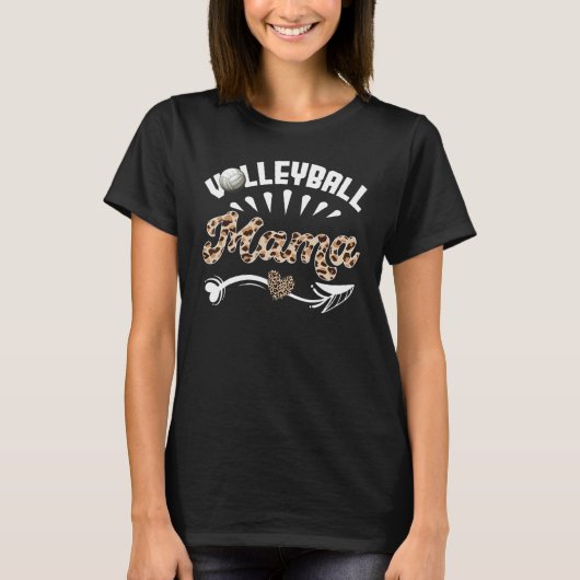 Ball Mom Mother's Day Volleyball Mama Leopard T-Shirt (Vorderseite)
