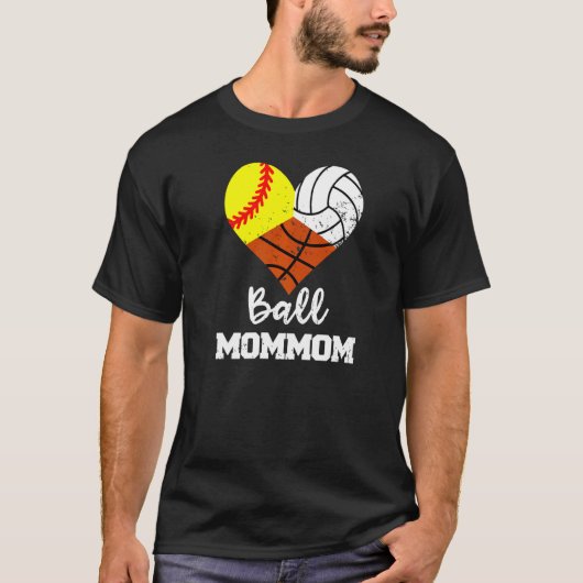 Ball Mommom Heart Softball Volleyball Basketball M T-Shirt (Vorderseite)