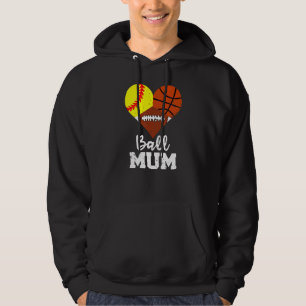 Ball Mum Heart Softball Basketball Fußball Mum Hoodie