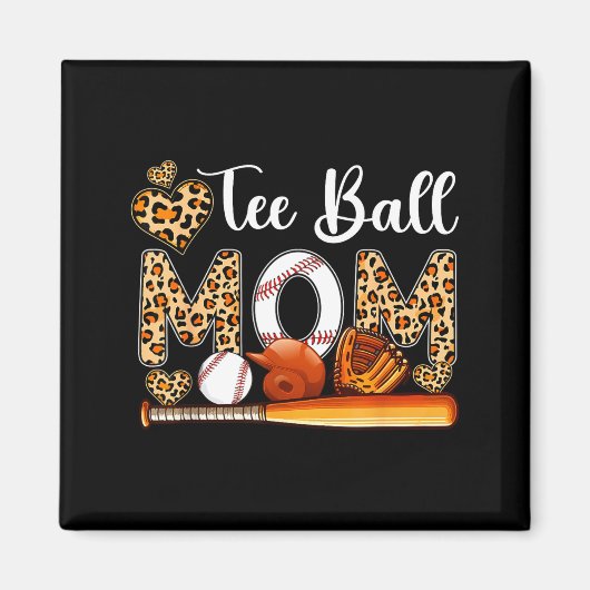 Ball niedliche Mutter Leopard Kostüm Baseball Mutt Magnet (Vorne)