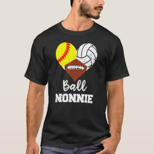 Ball Nonnie Heart Softball Volleyball Fußball Nr. T-Shirt