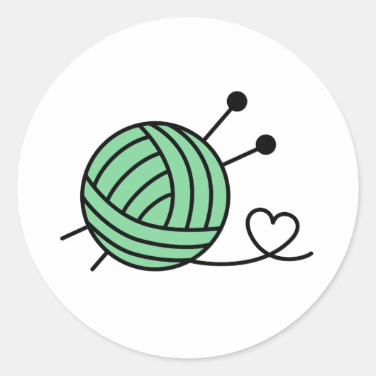 Ball of Knitting Yarn Craft - Custom Color Runder Aufkleber (Vorderseite)