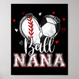 Ball-Oma Baseball Fußball Herz Oma von beiden Poster