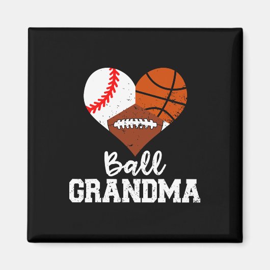 Ball Oma Fun Baseball Basketball Fußball Magnet (Vorne)